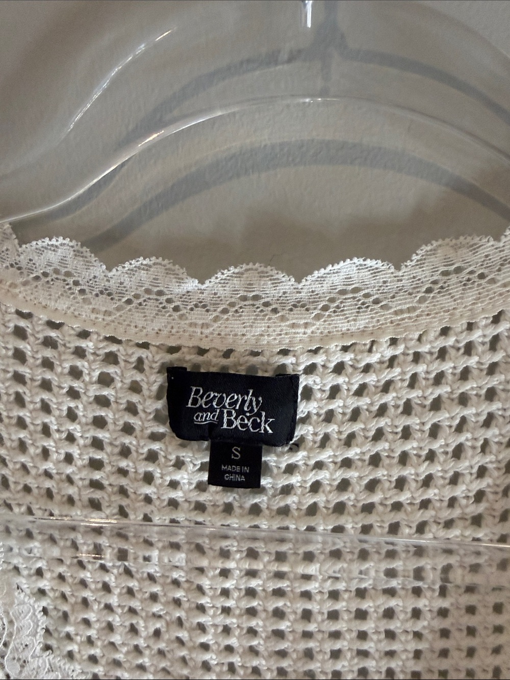 PacSun Cream Open-Knit Tie-Front Tank - Picture 2 of 4